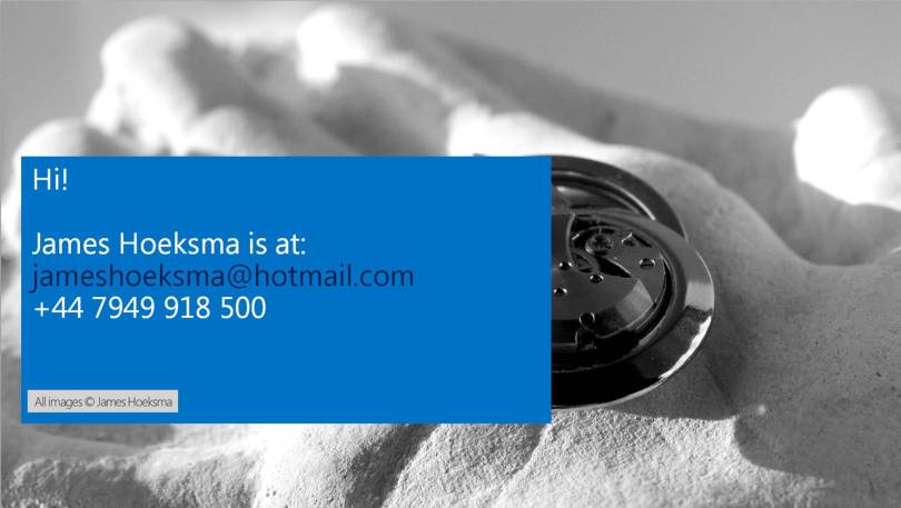 image contains contact details for James Hoeksma